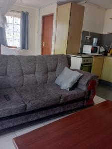 内罗毕Best suites Mvuli的厨房里配有带枕头的沙发
