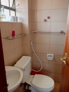 内罗毕Best suites Mvuli的一间带卫生间和水槽的浴室