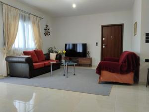 约阿尼纳XΡΗΣΤΟΣ house的客厅配有两张沙发和一台电视机