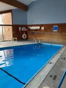 Bellaire2 Bedroom Cozy Shanty Creek Condo的蓝色海水大型游泳池