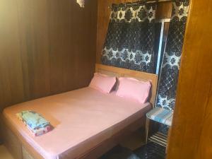 济金绍尔La fierté的一张小床,配有两个粉红色枕头