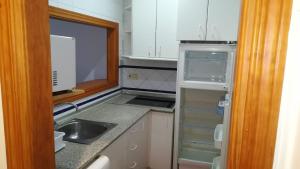安特克拉科隆安特克拉酒店的一个带水槽和空冰箱的小厨房