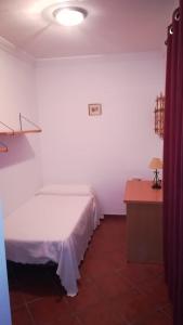 安特克拉科隆安特克拉酒店的一间卧室配有一张床和一张带台灯的书桌
