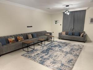 麦地那Almansour Laxury Apartement的带沙发和地毯的客厅