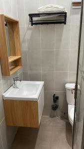 库马西My5 Hotel的一间带水槽和卫生间的浴室