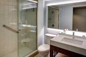 哥伦比亚哥伦比亚/市中心/The Vista 凯悦嘉轩酒店的带淋浴、卫生间和盥洗盆的浴室