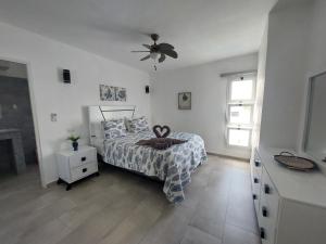 San Rafael del YumaVilla bayahibe 103的一间卧室配有一张床和吊扇