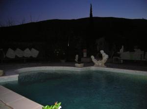 贝端勒玛斯德保尔酒店的夜间在院子里的游泳池