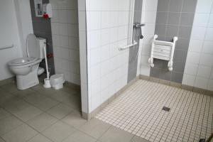 科尔马AUBERGE DE JEUNESSE的一间带卫生间和淋浴间的浴室