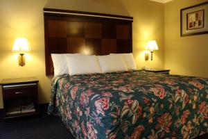圣马特奥市Inn at Bayshore的酒店客房,配有一张床和两盏灯