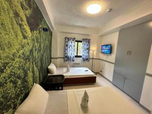 巴旺Generosa Resort的一间卧室配有一张床,并在一间客房内配有电视。