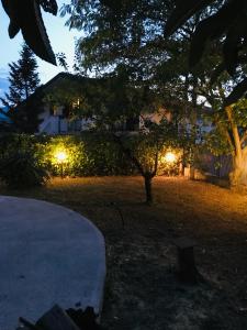 LettomanoppelloCASA MAJA casa per vacanze abruzzo的夜晚院子里灯火通明的房子