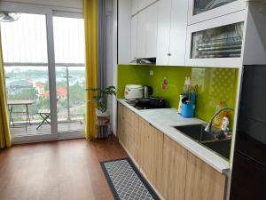 下龙湾Camellia House - 2 Bedroom 70m2 - Sea View - 1km to Bai Chay beach的厨房配有水槽和台面