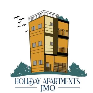 安蒂波洛JMO Apartments的公寓大楼与单词假日公寓imo