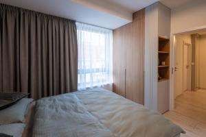 班斯卡-比斯特里察Apartment EDIAS ONE的一间卧室设有一张床和一个大窗户
