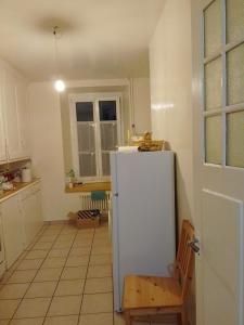 拉绍德封JIMOBA PLACE的厨房配有白色冰箱和椅子