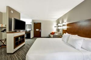 伊甸草原Hyatt Place Minneapolis Eden Prairie的配有一张床和一台平面电视的酒店客房