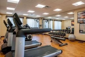博林格林鲍灵格林凯悦嘉轩酒店的健身房设有数台跑步机和有氧运动器材