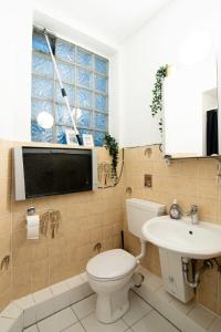 汉堡Great Three Bedroom Apartment的一间带卫生间和水槽的浴室