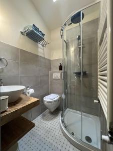PolcantoCasa Palmira的带淋浴、卫生间和盥洗盆的浴室