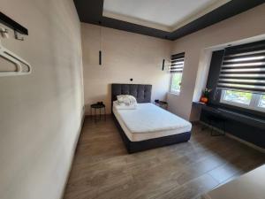 雅典Luxury Apartment Acropolis Syggrou的卧室中间设有一张床