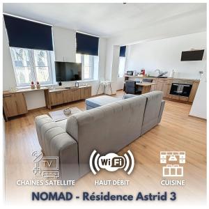 迪南NOMAD APARTMENTS - Astrid的带沙发的客厅和厨房