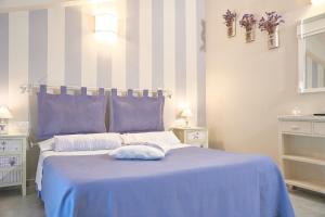 阿西西阿西西伊尔费尼勒住宿加早餐旅馆的一间卧室配有一张带蓝色毯子的床
