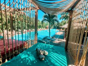德赛Tropicana Suites的享有带游泳池的度假村的空中景致