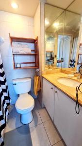 圣地亚哥Smart Home Barrio Italia的一间带卫生间、水槽和镜子的浴室