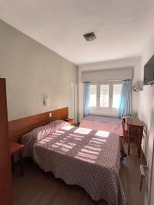 派桑杜洛巴托酒店的一间卧室配有一张床、一张书桌和一个窗户。