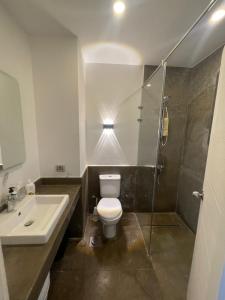 赫尔格达Elgouna的浴室配有卫生间、盥洗盆和淋浴。