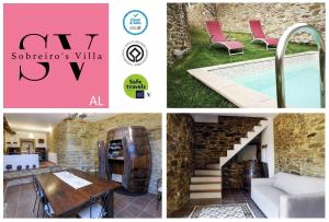 梅桑弗里乌Sobreiro's Villa in Douro Valley的游泳池别墅图片拼贴