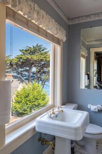 太平洋丛林马丁旅馆的一间带水槽和大窗户的浴室