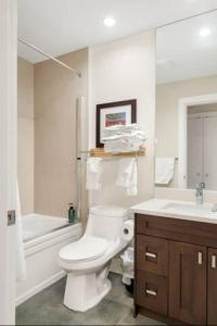 哈里森温泉Scenic 3BR Penthouse Suite w/ Rooftop Lake View的白色的浴室设有卫生间和水槽。