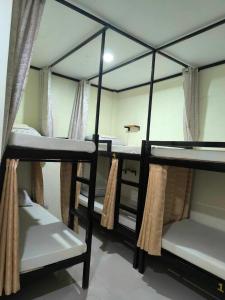 莫阿尔博阿CheRi Backpackers Hostel的一间客房内的四张双层床
