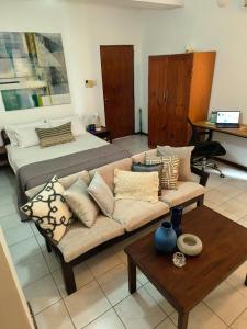 科伦坡Cozy Apartment的客厅配有沙发和1张床