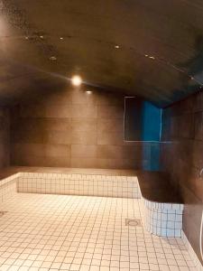 阿克斯莱泰尔姆Résidence Le Grand Tétras- SPA THERMAL INCLUS的一间空浴室,铺有瓷砖地板