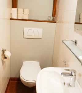阿姆斯特丹Hotelboat Angeline的一间带卫生间和水槽的浴室