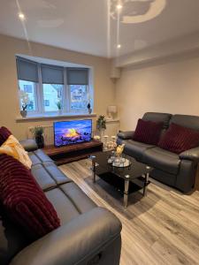 诺斯利Pinfold Court Apartments的客厅配有2张沙发和1台平面电视