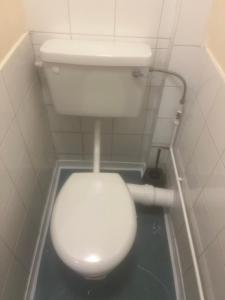 伦敦Chislet的浴室位于隔间内,设有白色卫生间。