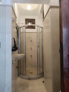 格拉纳达Suite Comares的带淋浴和盥洗盆的浴室