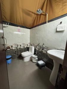 卡齐兰加Kodom Bari Retreat, Kaziranga的一间带卫生间和水槽的浴室
