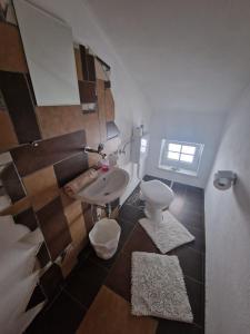 斯拉德明Haus Emily的浴室配有白色卫生间和盥洗盆。