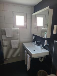 格林德尔瓦尔德里斯登公寓酒店的浴室设有白色水槽和镜子