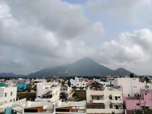 蒂鲁瓦纳马莱Arunai Breeze的享有以山为背景的城市美景