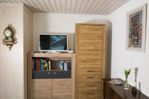 艾姆敦Apartment Grossgaden的配有电视和书架的房间