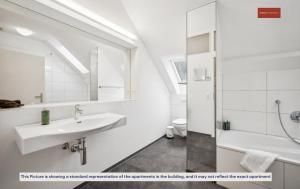 迪蒂孔Budget Living in the outskirts of Zurich的白色的浴室设有水槽和淋浴。