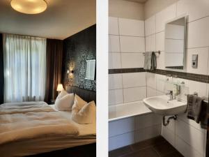 梅森布克哈特膳食旅馆的酒店客房设有床和水槽
