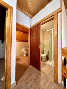 Cubillas de ArbasAlbergue Valle de Arbas的浴室设有2个卫生间和玻璃门