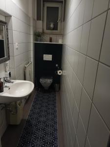 科布伦茨Ferienwohnung mit Whrpool的一间带水槽和卫生间的小浴室